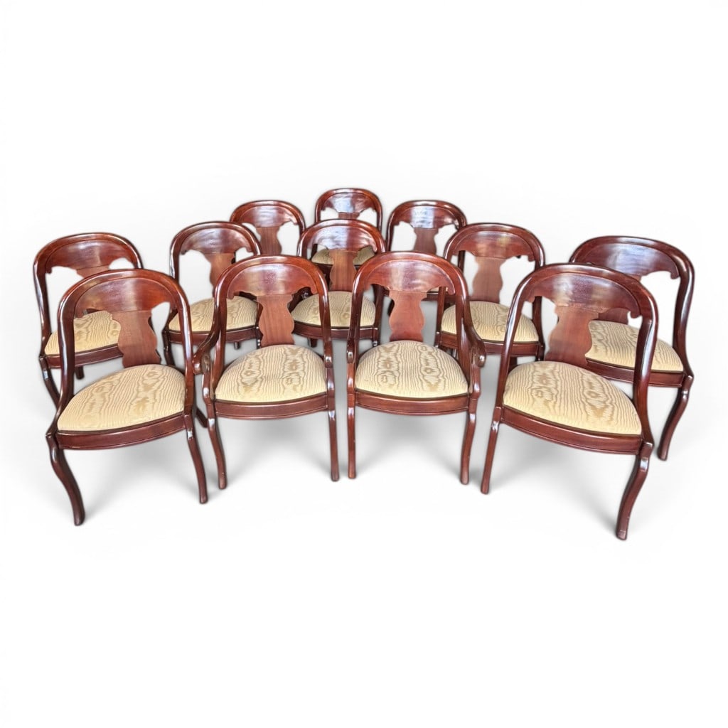 Set of Twelve Empire-Style Mahogany Dining Chairs (1 of 6)