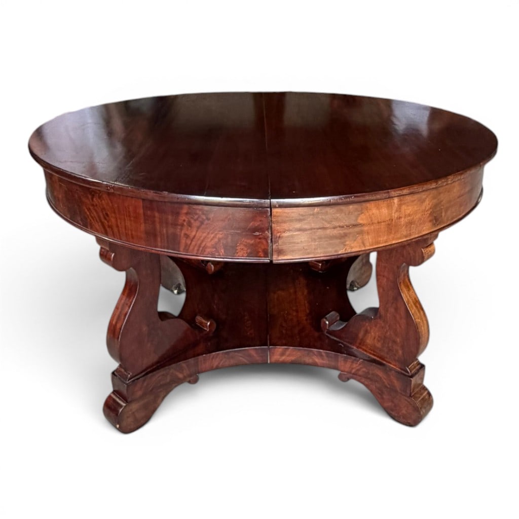 American Empire Mahogany Extension Dining Table, C. 1840 (1 of 9)