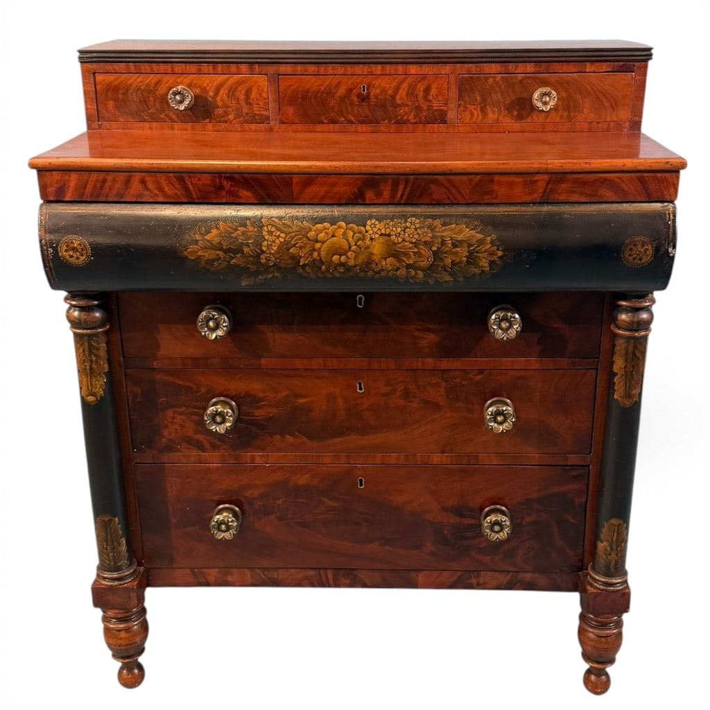 New York Classical Mahogany and Stenciled Chest of Drawers, Circa 1825-1840 (1 of 8)