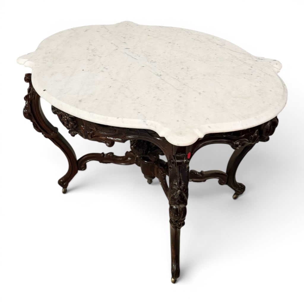 Meeks Attributed Rococo Revival Marble-Top Center Table - 4
