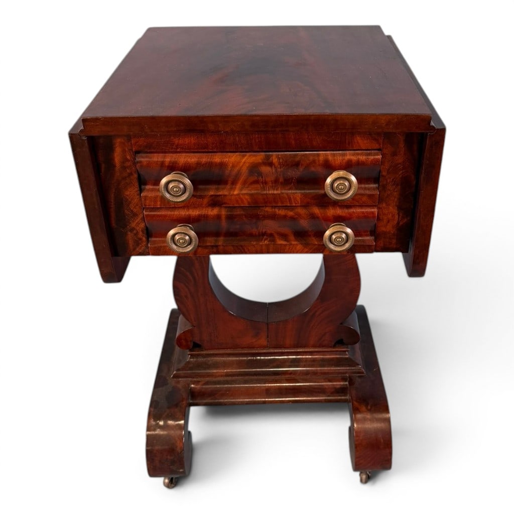 American Classical Mahogany Two-Drawer Work Table or Sewing Stand, c. 1830?1850 (1 of 14)