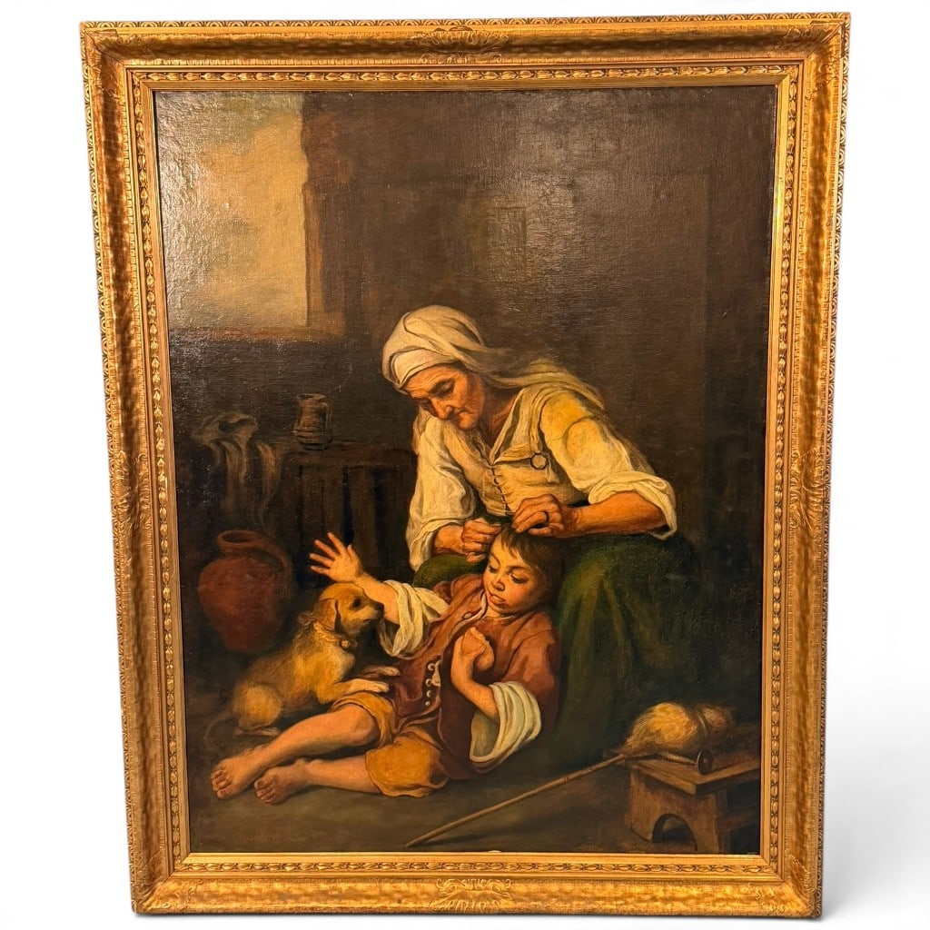 Large Oil on Canvas, A. Gottschalk, After Bartolome Esteban Murillo, Continental School (1 of 5)
