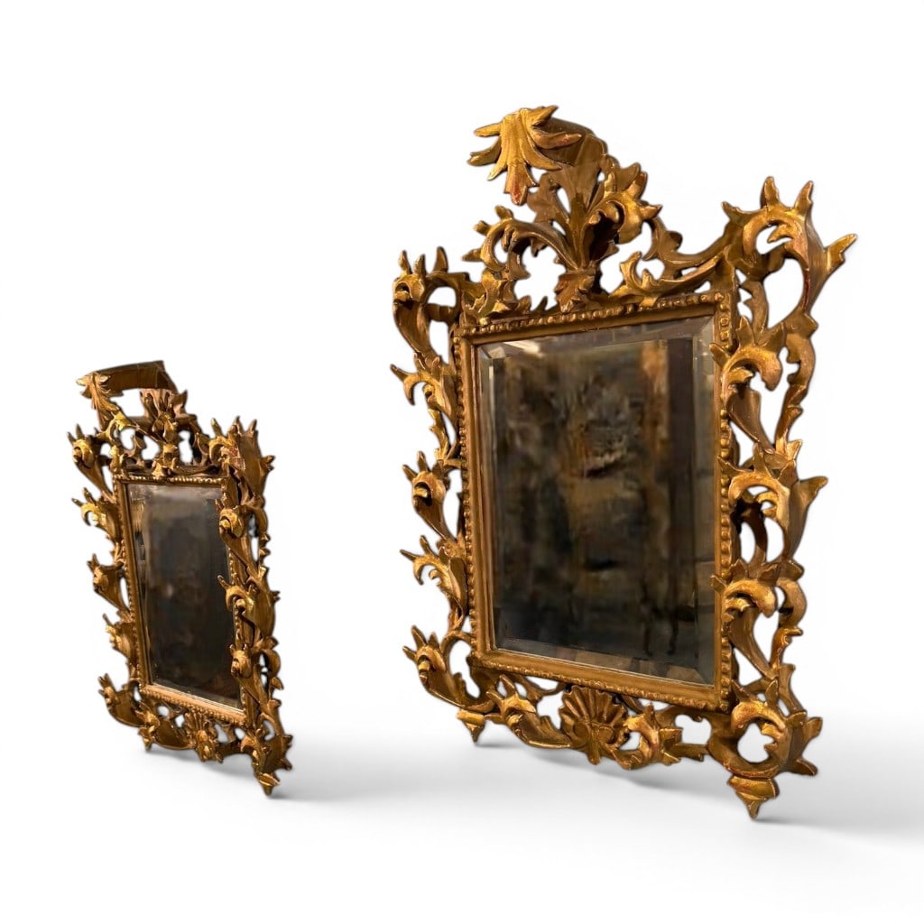 Pair Of Italian Rococo Revival Giltwood Mirrors, Late 19th/early 20th ...