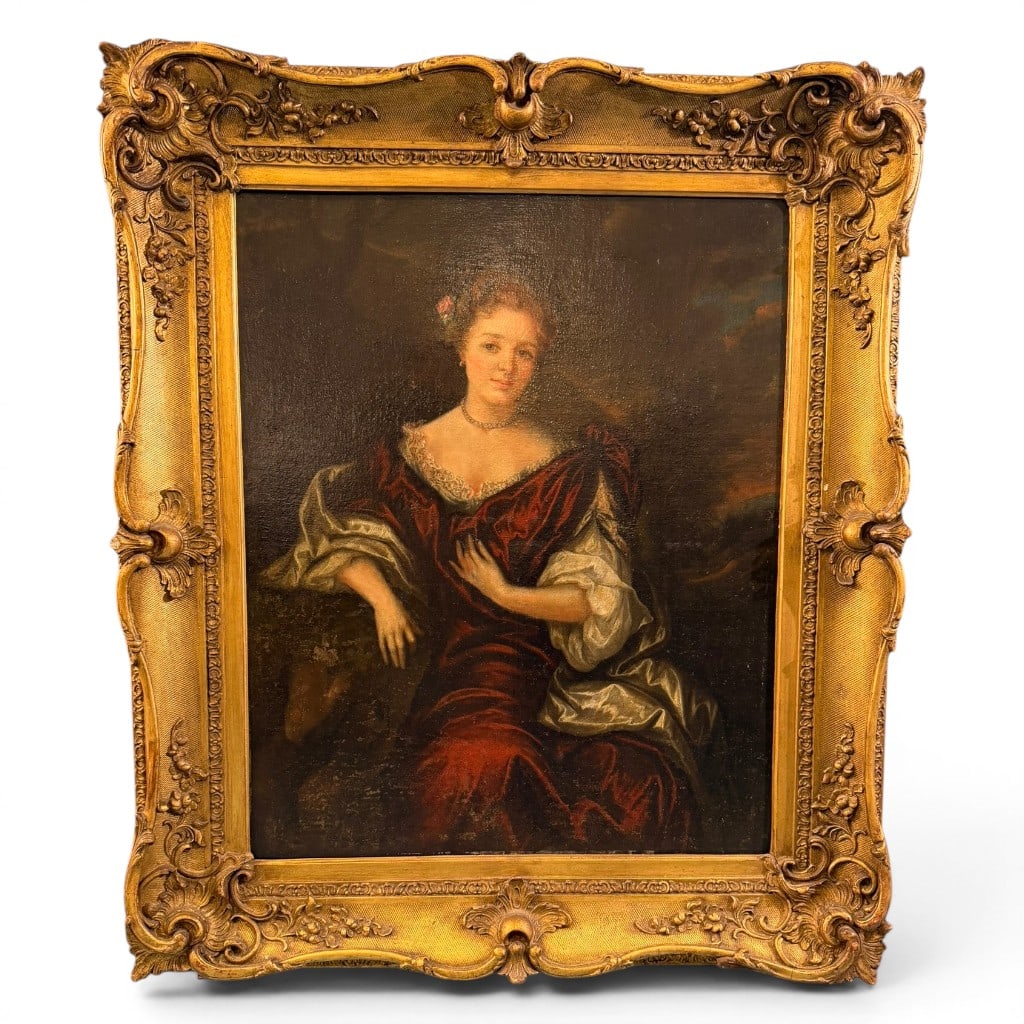 Oil on Canvas, British School, in the manner of Sir Peter Lely, "Portrait of a Lady," 19th C. (1 of 5)