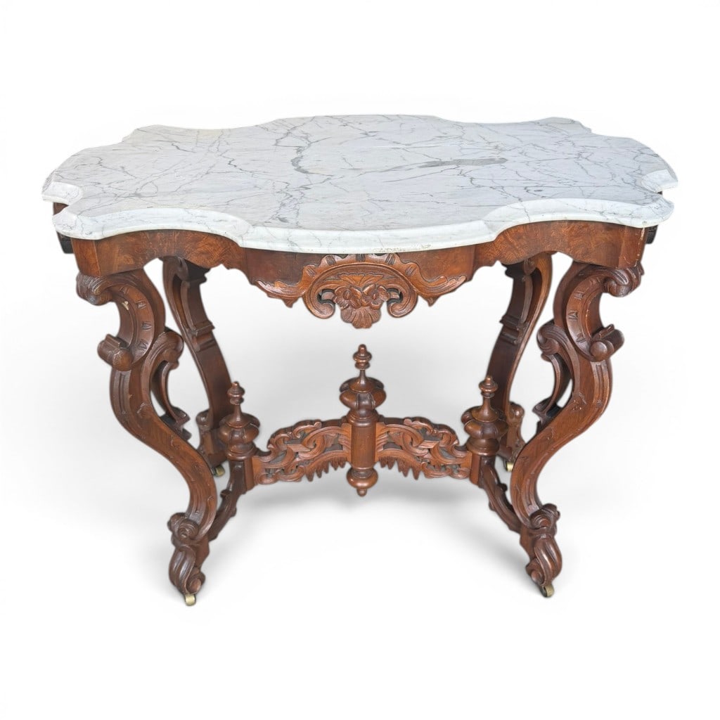 Victorian Marble-Top Parlor Table (1 of 7)
