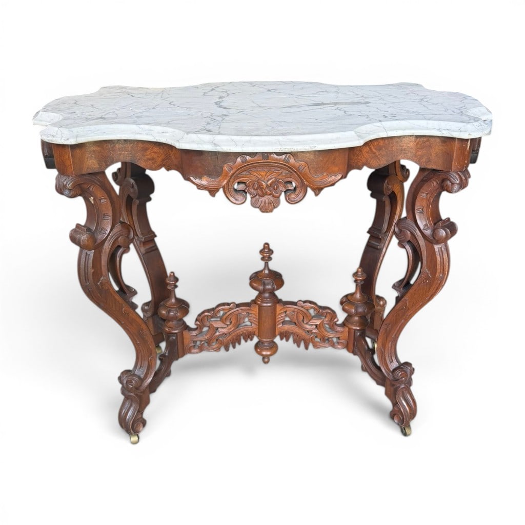Victorian Marble-Top Parlor Table - 2