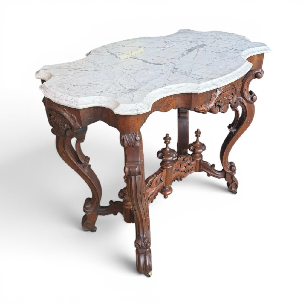 Victorian Marble-Top Parlor Table - 3