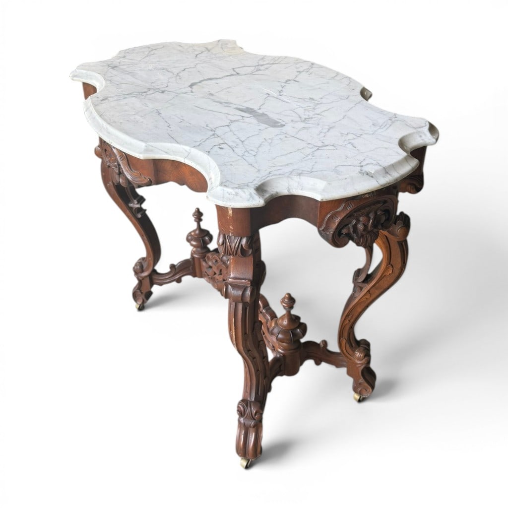 Victorian Marble-Top Parlor Table - 4