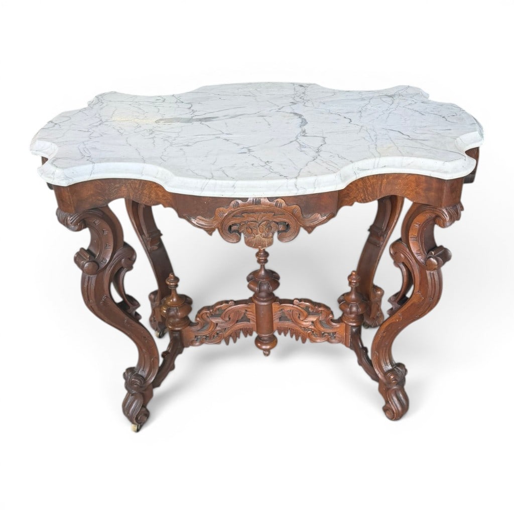 Victorian Marble-Top Parlor Table - 7