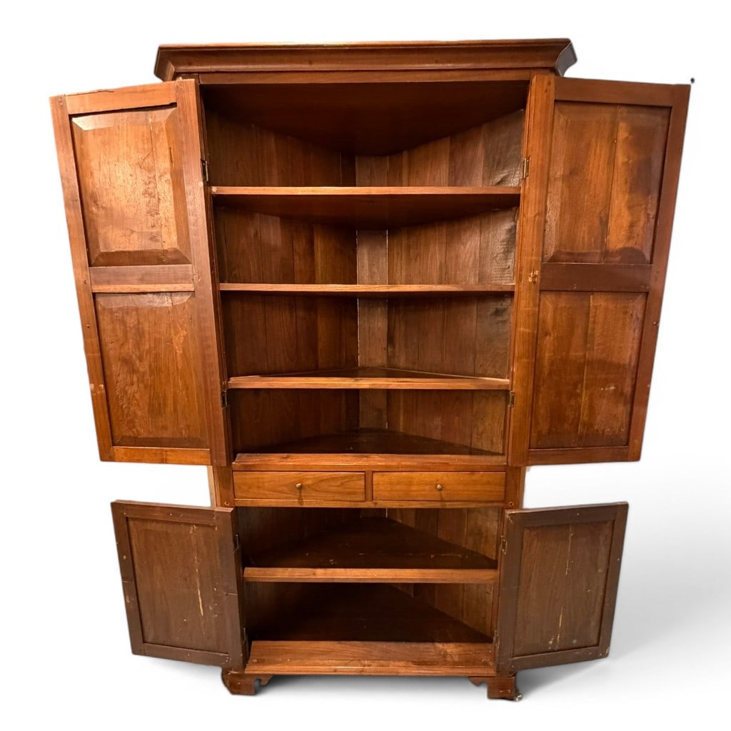 Southern Primitive Cherry Corner Cupboard - 2