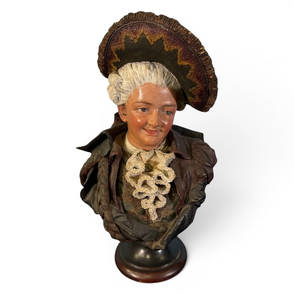 Pair Continental Polychrome Figural Busts - 4