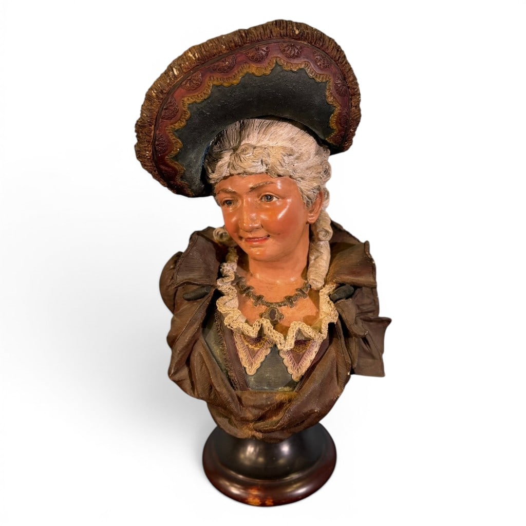 Pair Continental Polychrome Figural Busts - 5