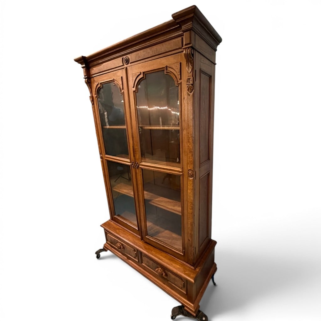 Victorian Walnut Two-Door Bookcase - 3