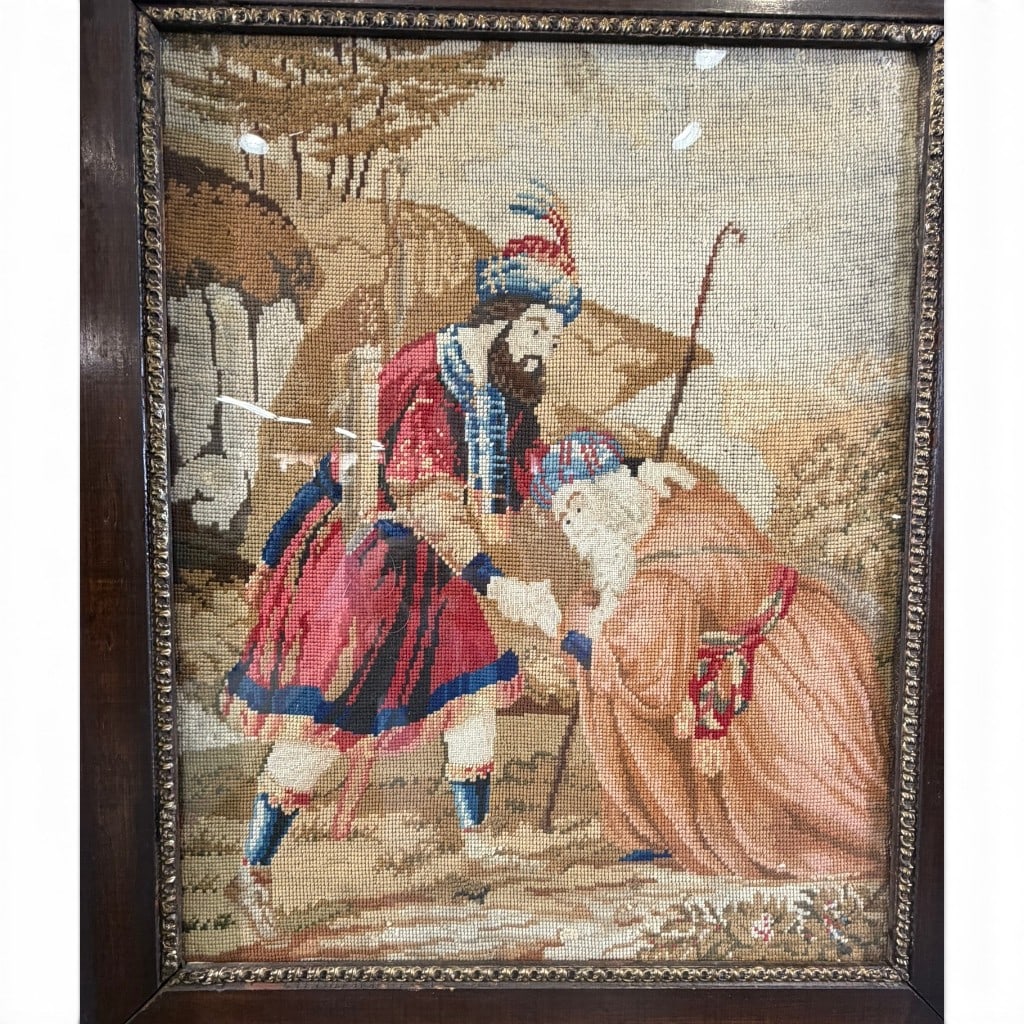 European Needlework Figural Scene - 2