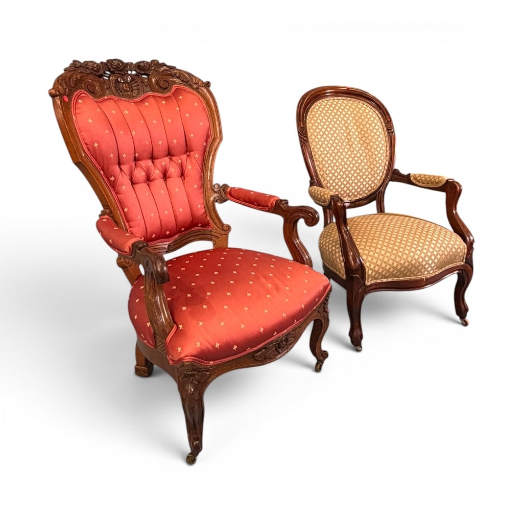 Two Victorian Parlor Armchairs - 2