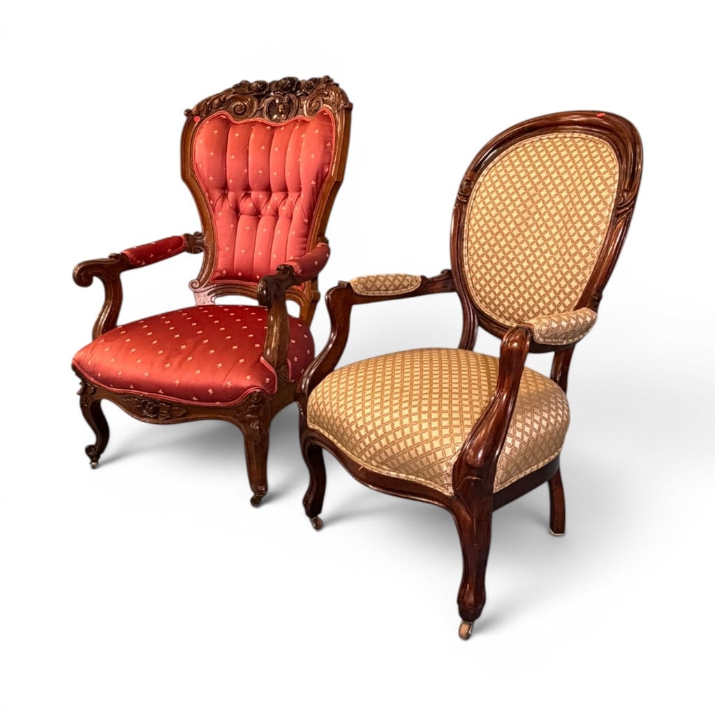 Two Victorian Parlor Armchairs - 3