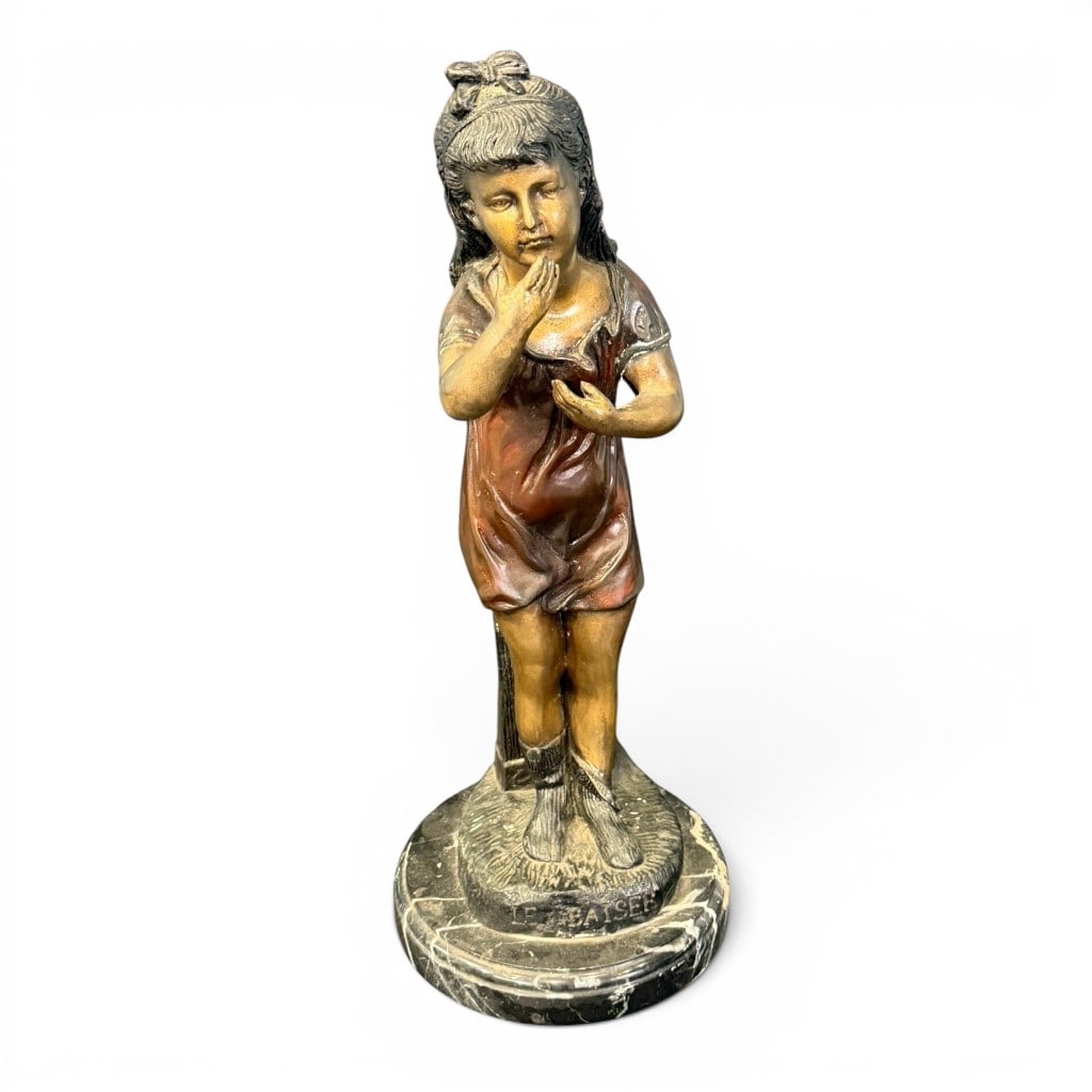 French Patinated Spelter Figure of a Child, "Le Baiser," late 19th/early 20th century (1 of 5)