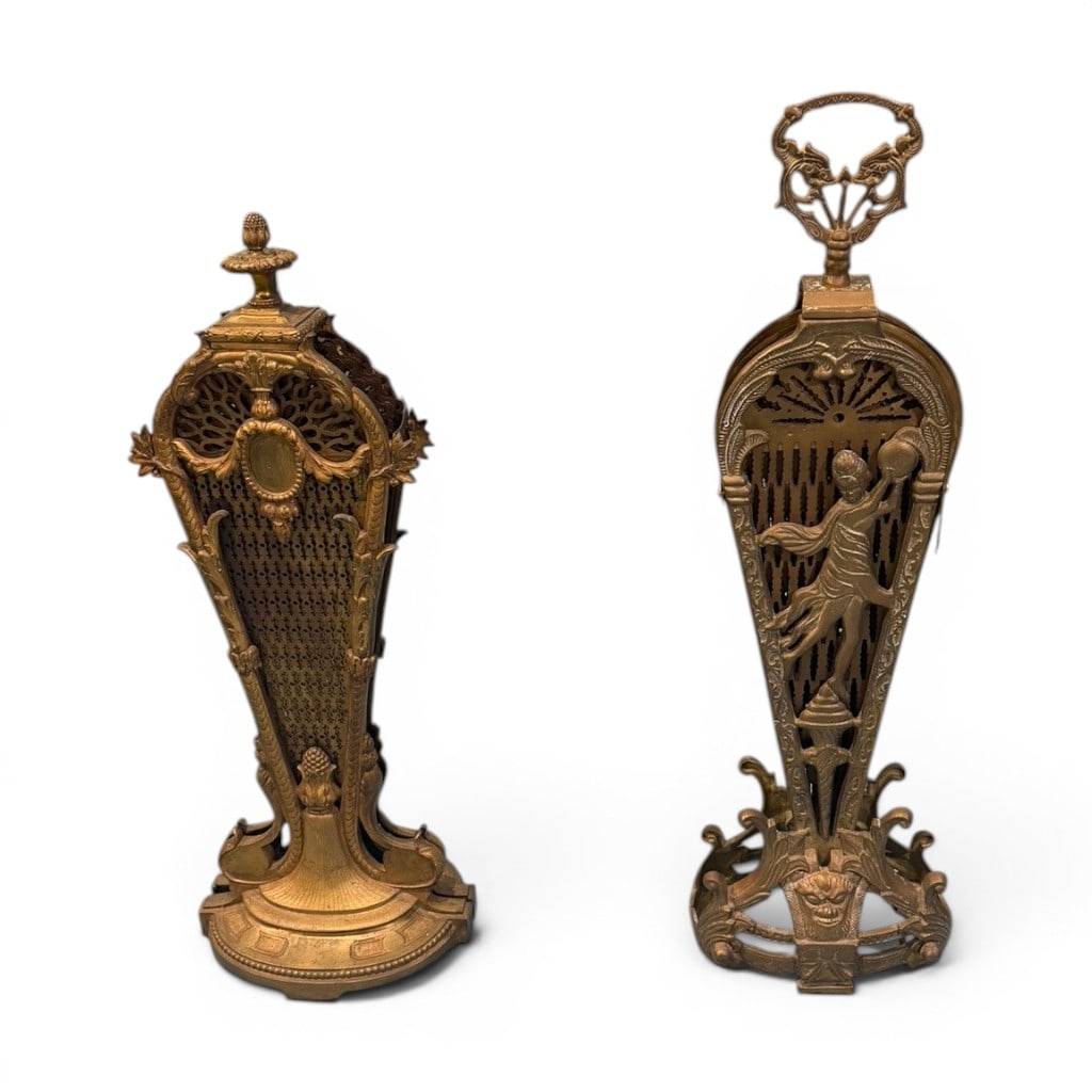 Two Victorian Brass and Gilt-Metal Folding Fire Screens / Fire Fans, circa 1880 (1 of 7)