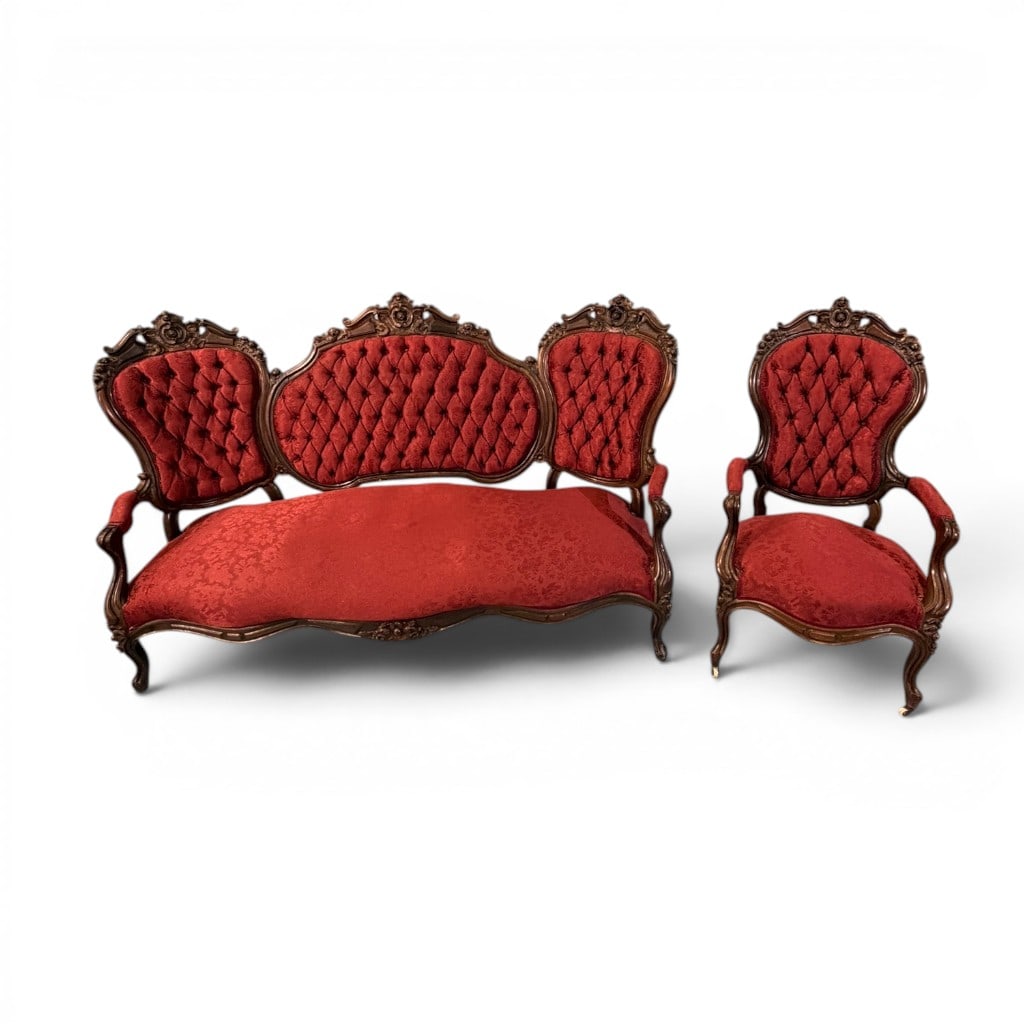 Three-Piece Victorian Rococo Revival Parlor Suite (1 of 7)