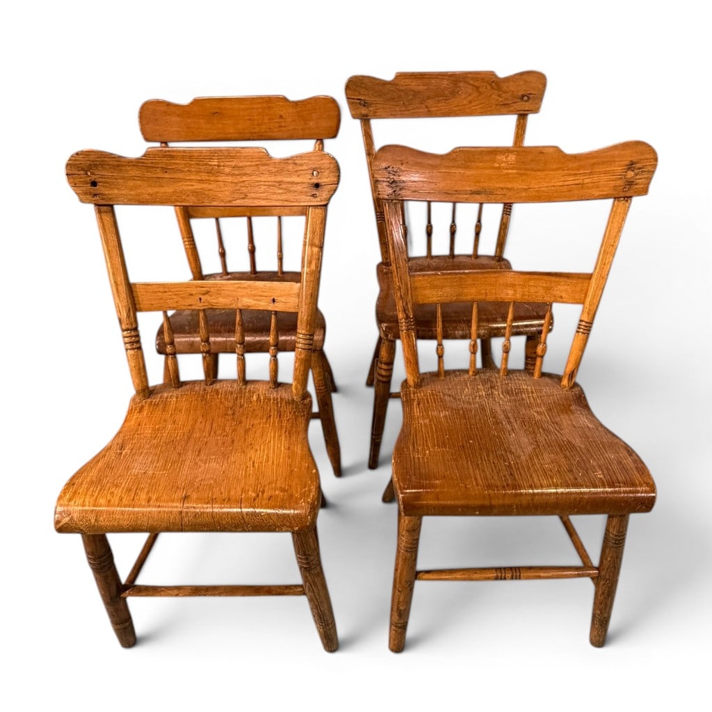 Set of Four American Country Ladderback Side Chairs, White Oak, 19th Century (1 of 4)