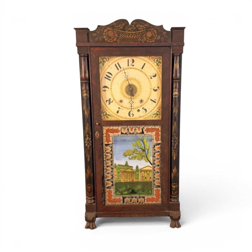 Stenciled Pillar and Splats Shelf Clock (1 of 6)