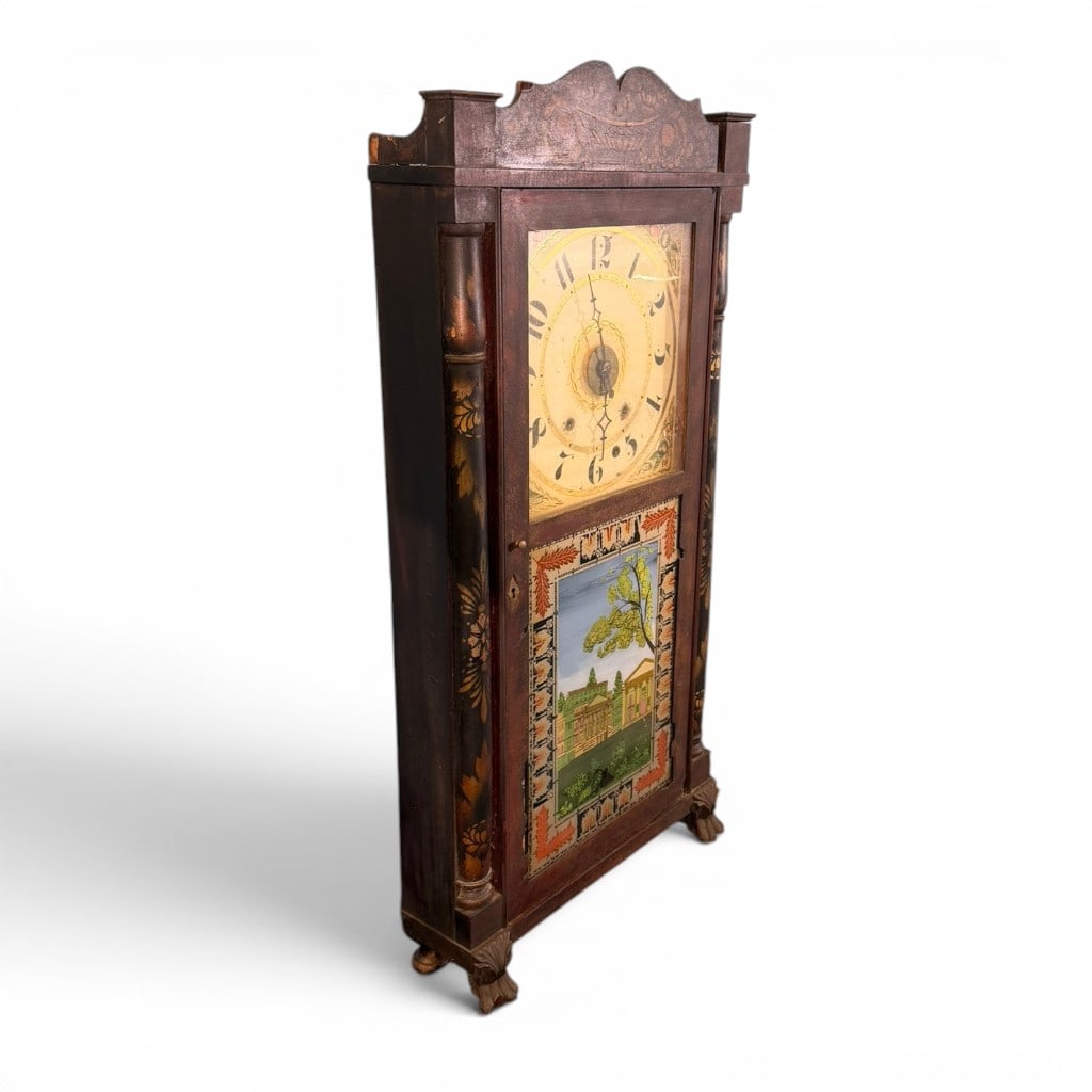 Stenciled Pillar and Splats Shelf Clock - 2