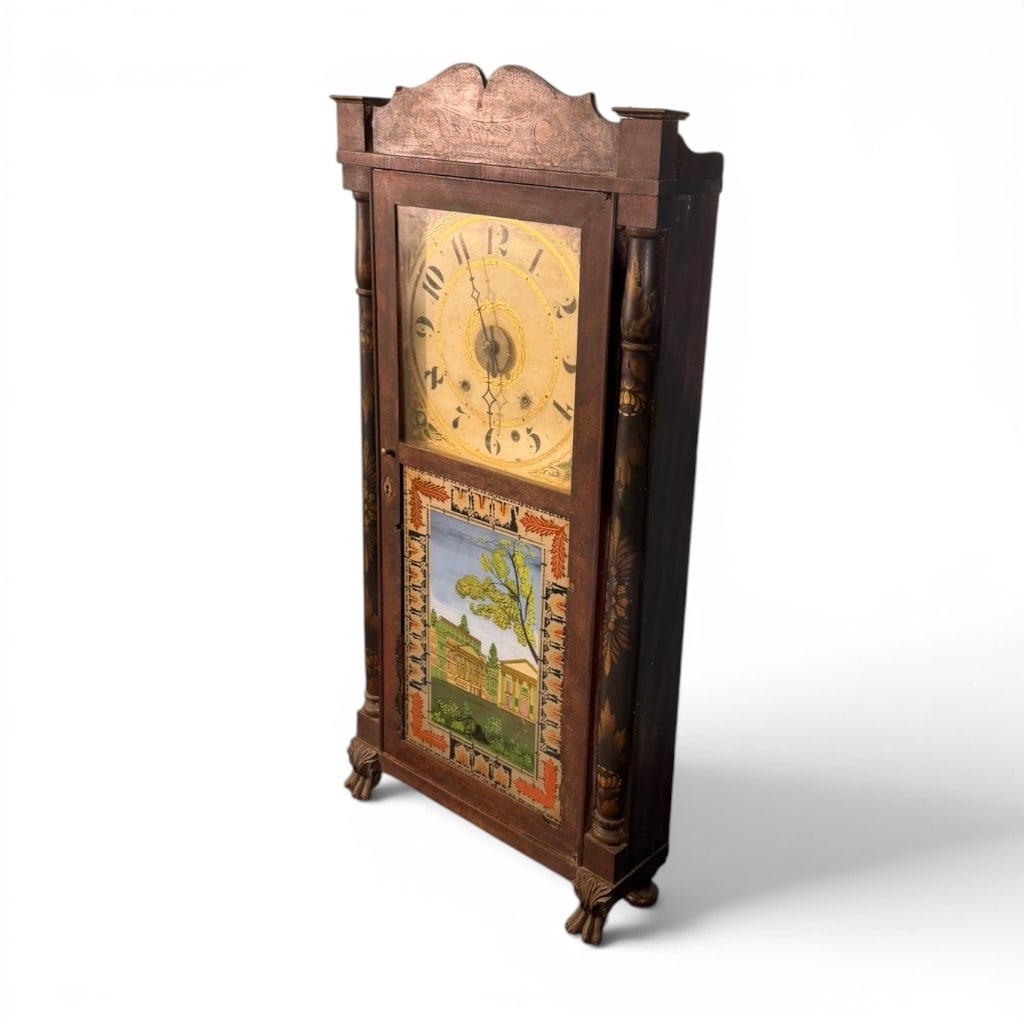 Stenciled Pillar and Splats Shelf Clock - 3