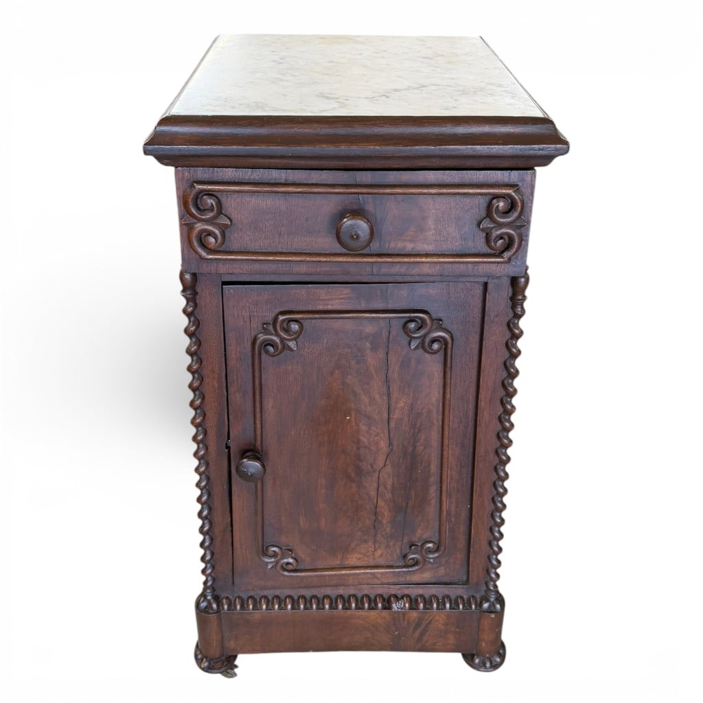 Rare Meeks Marble Top Mahogany Cabinet Table, 19th Century (1 of 6)