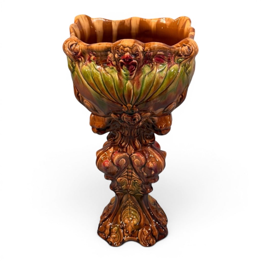 Majolica Style Figural Jardiniere Pedestal, 20th Century (1 of 6)