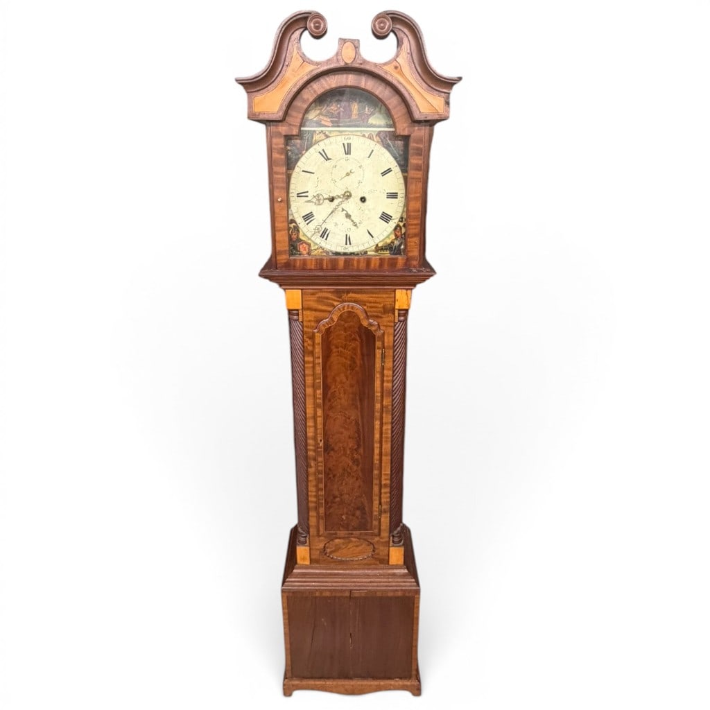Cherry and Maple Inlaid Tall Case Clock, 19th Century (1 of 7)