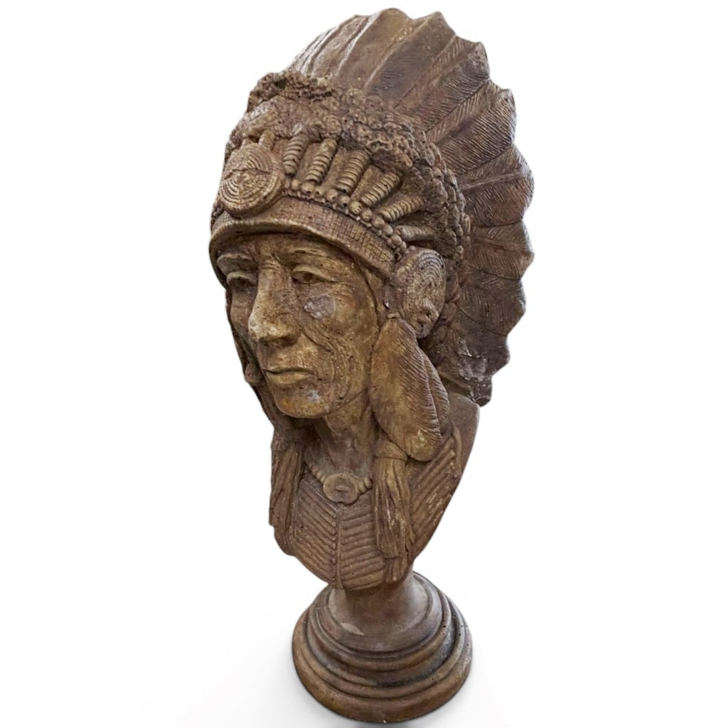 Carved Wood Native American Bust (1 of 5)