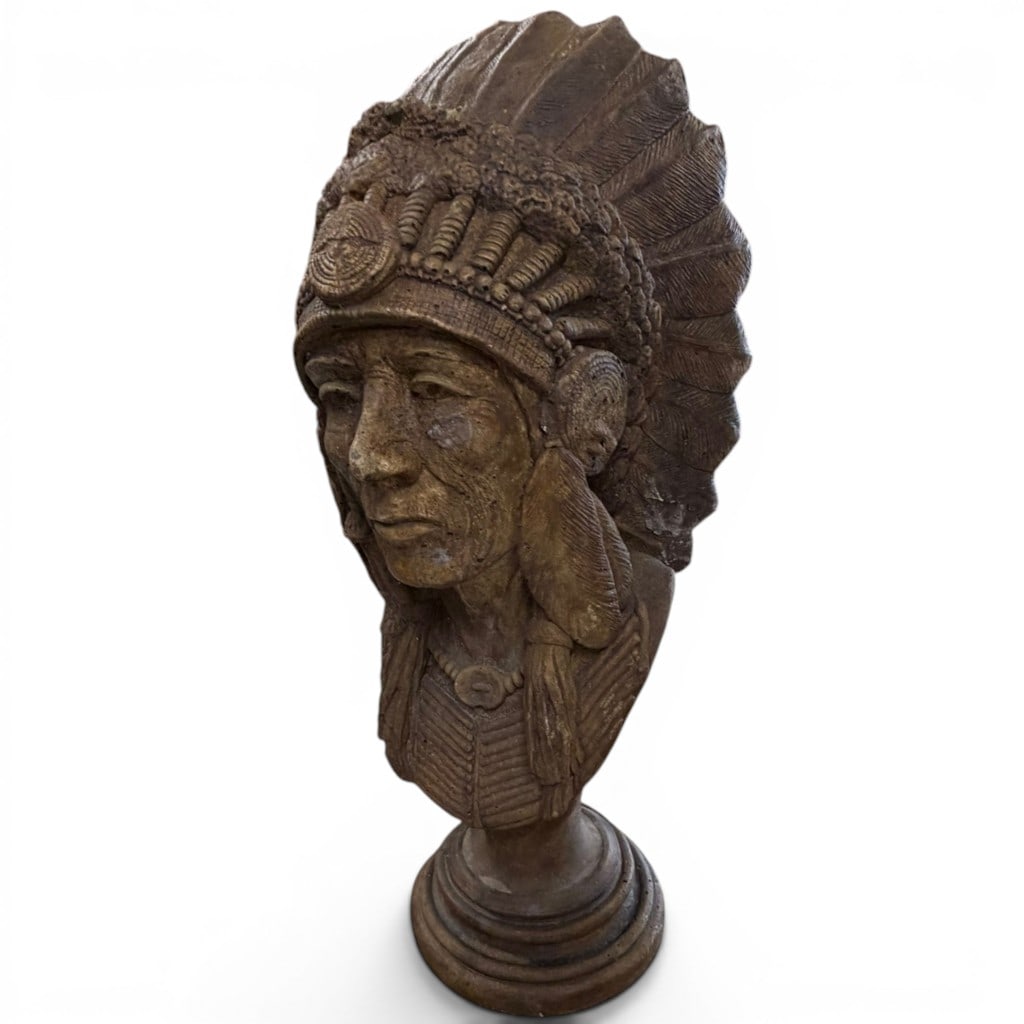 Carved Wood Native American Bust (1 of 4)