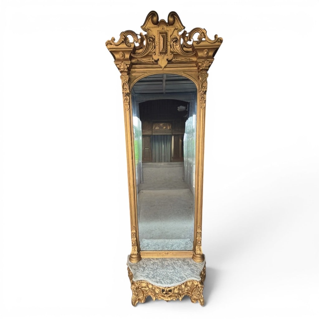 Victorian Gilt Pier Mirror With Marble Base (1 of 4)