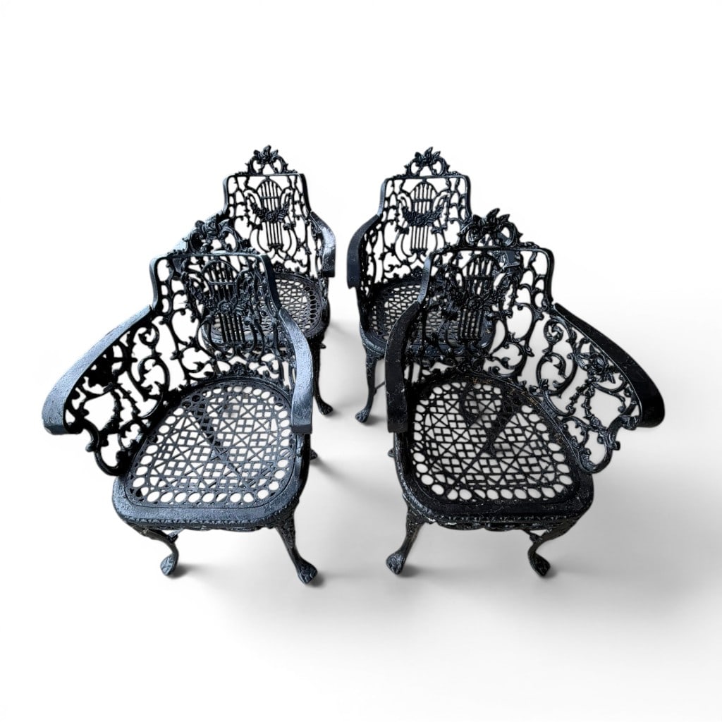 Set of Four Cast Aluminum Garden Chairs (1 of 4)
