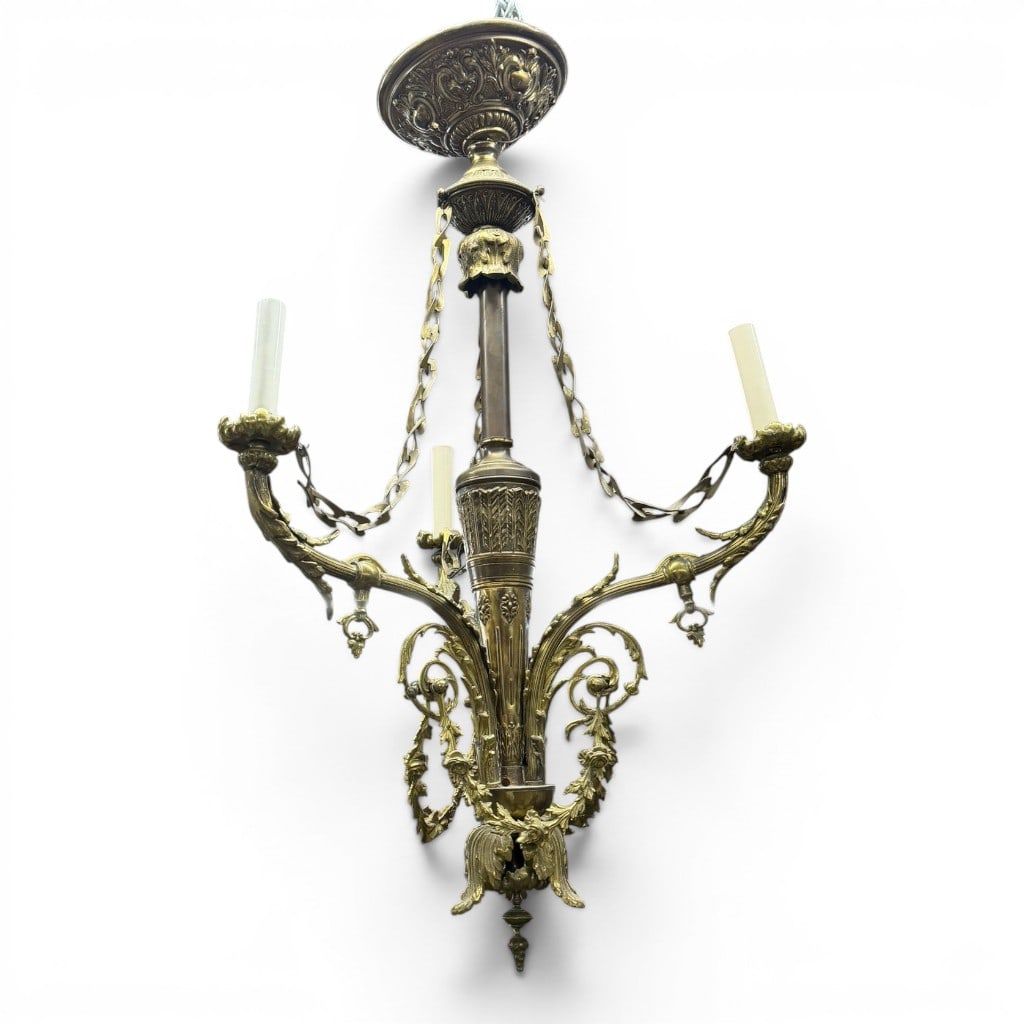 Gilt Brass Three-Light Chandelier (1 of 1)