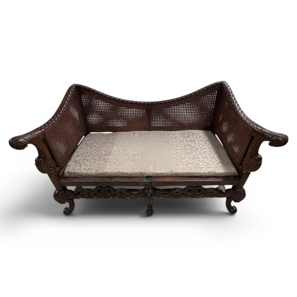 Carved Mahogany and Cane Settee (1 of 5)