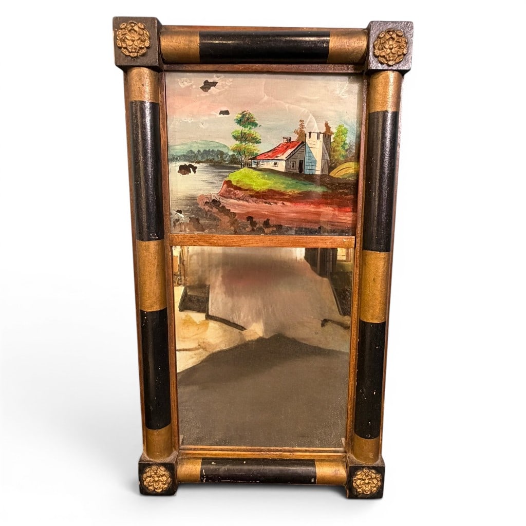 Small Federal Ebonized and Gilt Eglomise Mirror, Early 19th C. (1 of 2)