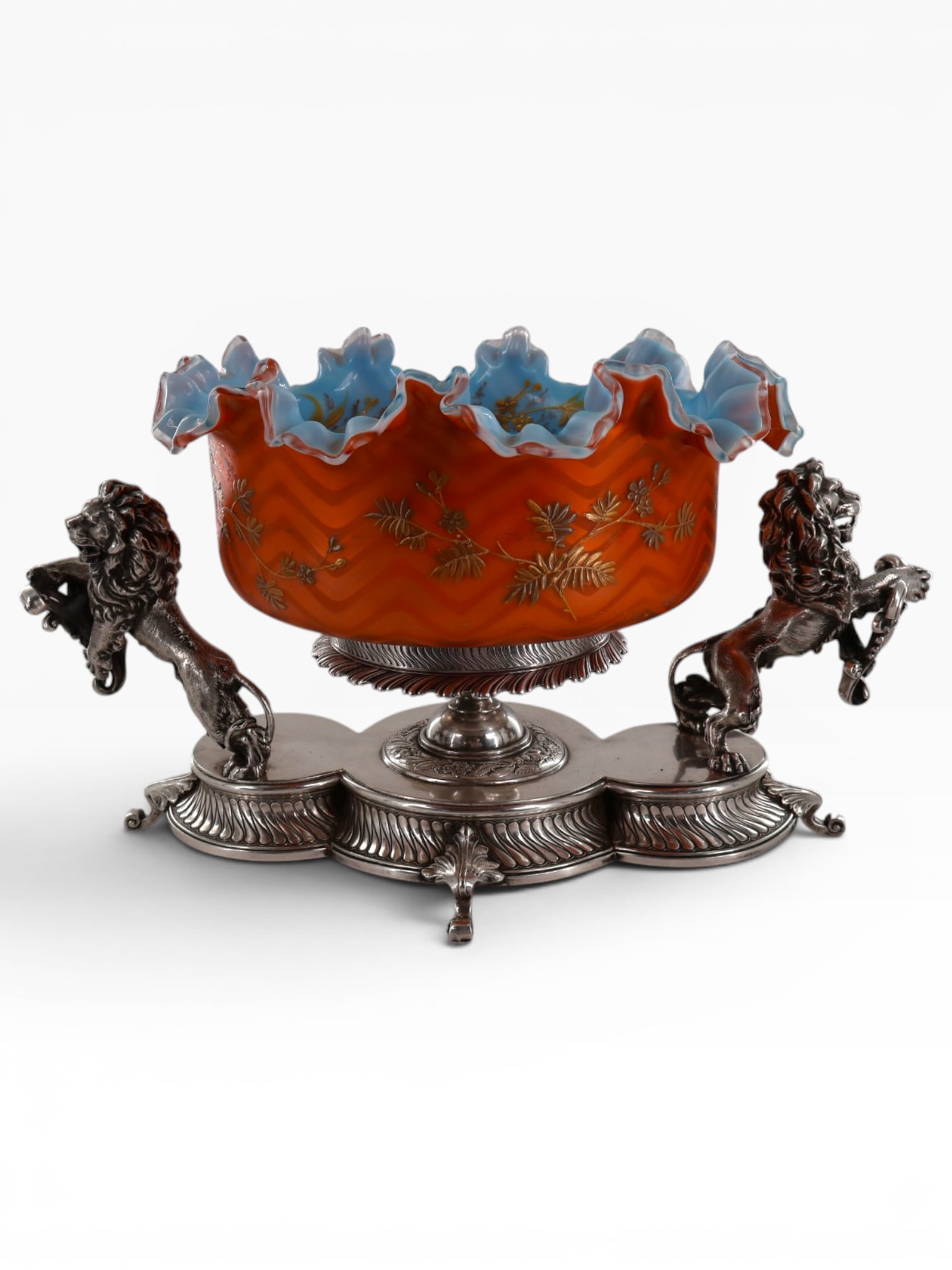 Rare Pairpoint Figural Silverplate and Art Glass Bride's Basket (1 of 9)