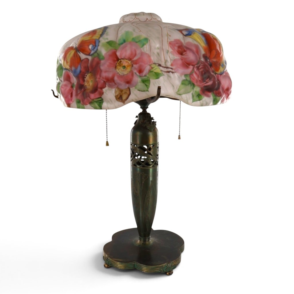 Fine Pairpoint Papillon Butterfly and Rose Puffy Table Lamp (1 of 10)
