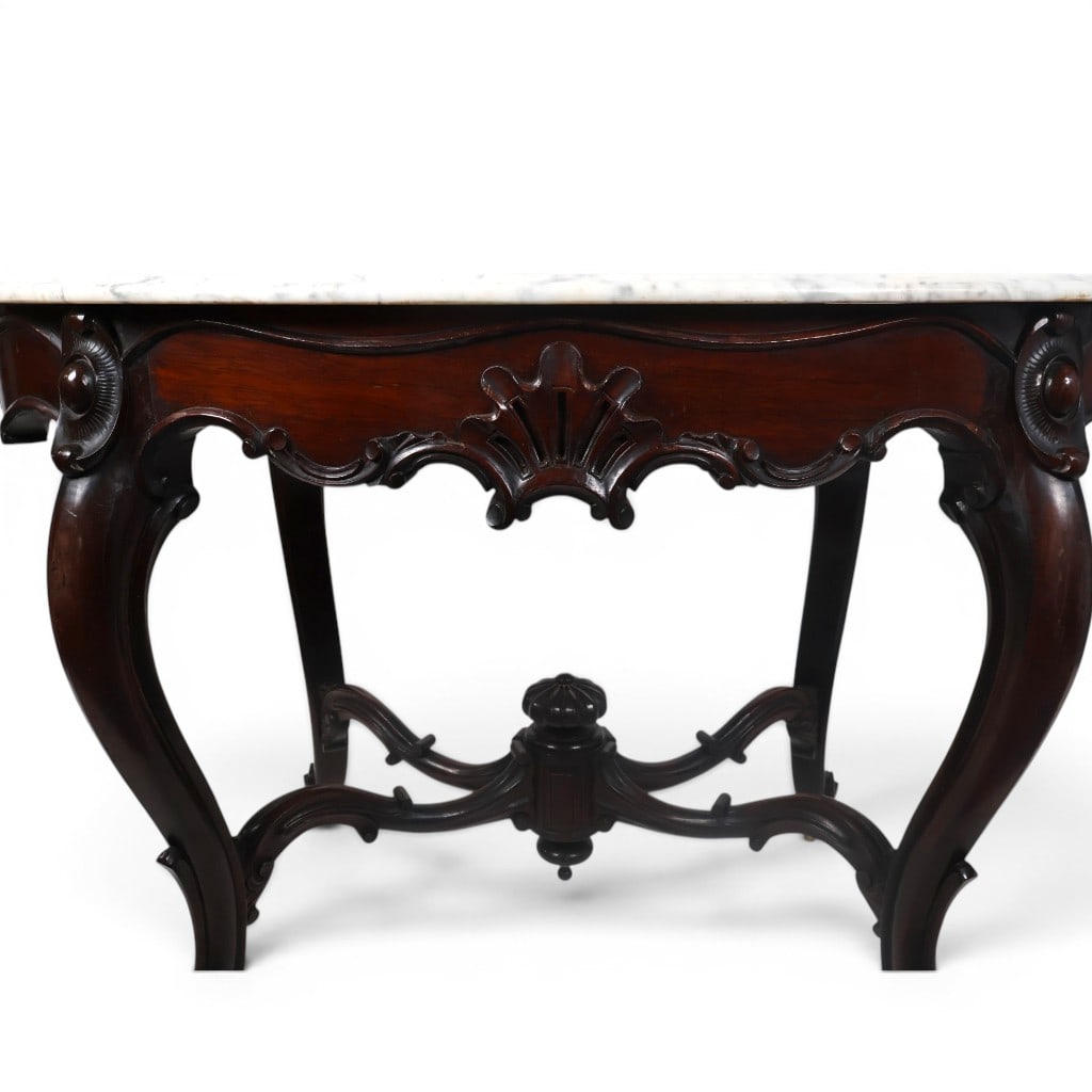 Rococo Revival Walnut Marble-Top Table - 4