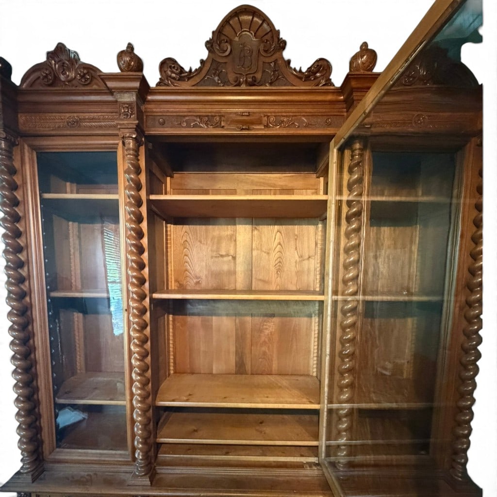 French Carved Oak Hunt Bookcase - 6