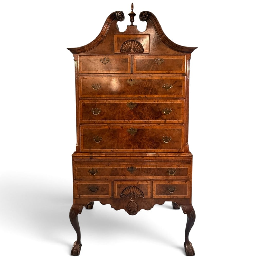 Burl Walnut Chippendale Revival Highboy (1 of 6)