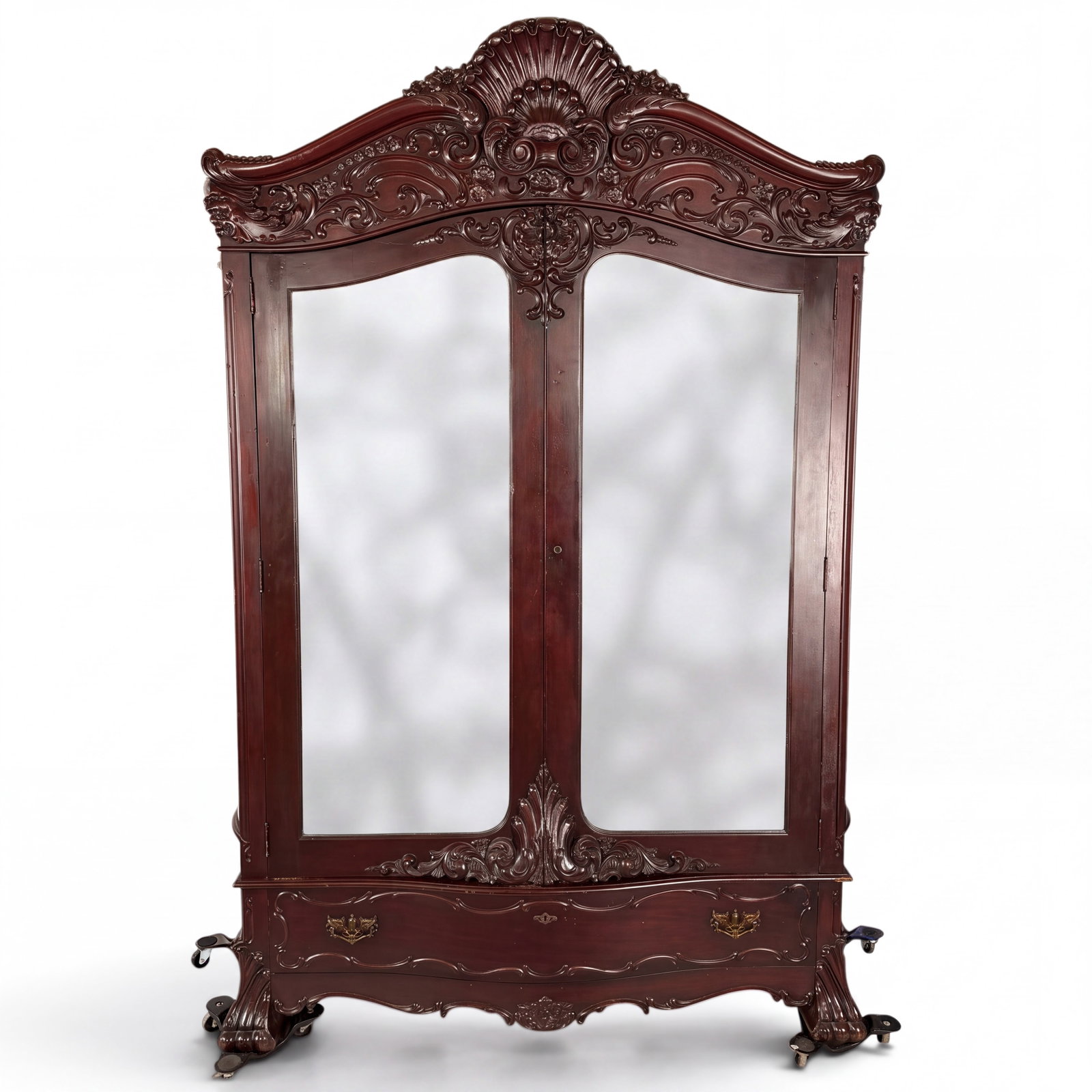 Mitchell & Rammelsberg Attrib. Wardrobe: Maker: Attributed to Mitchell & Rammelsberg Furniture CompanyOrigin: Cincinnati, OhioDate: Circa 1865-1875Period/Style: American Rococo RevivalMaterials: Mahogany and mahogany veneer, highly figured m