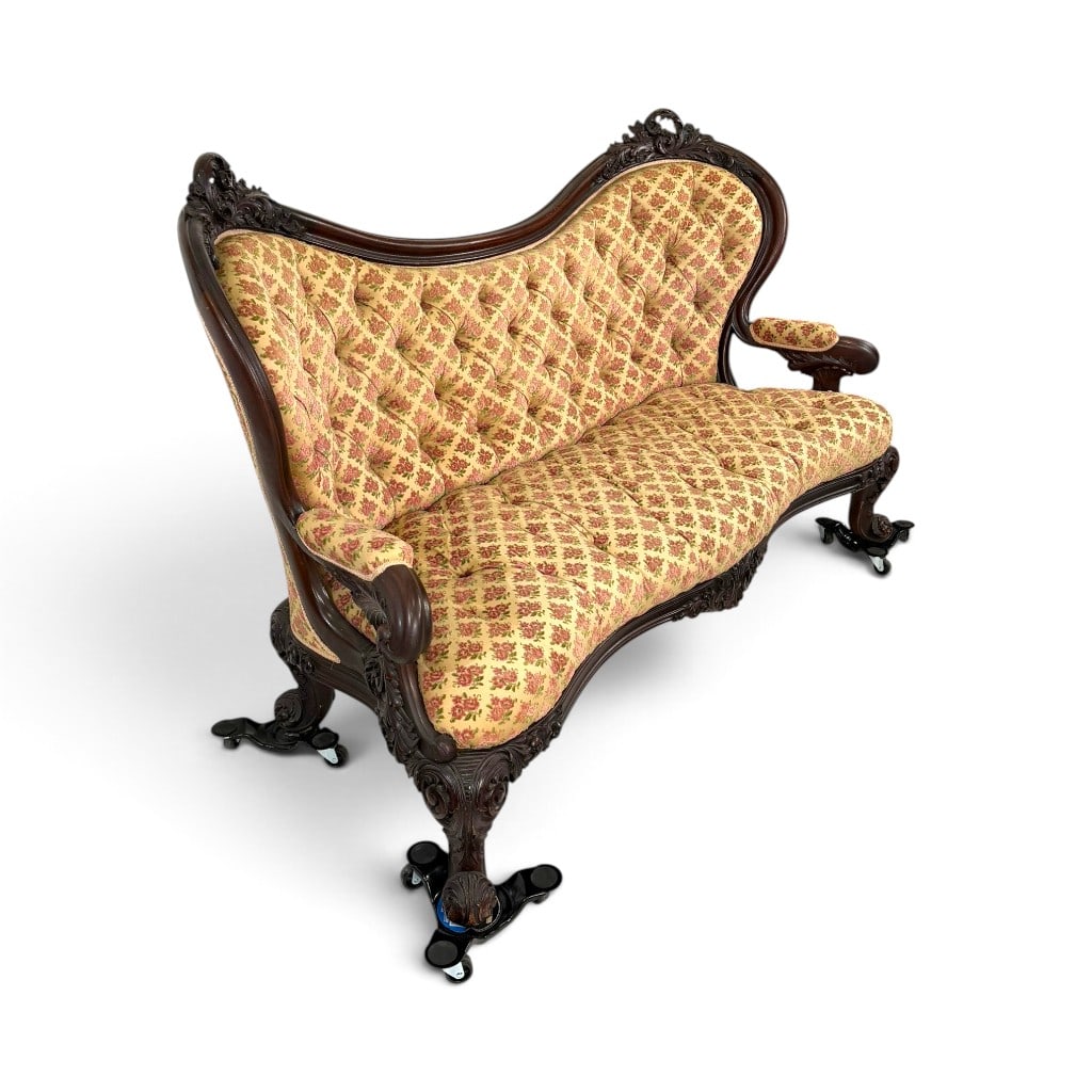American Rococo Revival Rosewood Sofa (1 of 8)