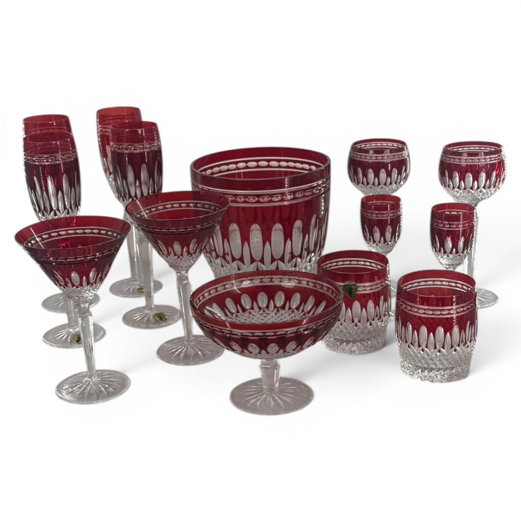 Waterford Clarendon Ruby Crystal, 14 Pc (1 of 5)