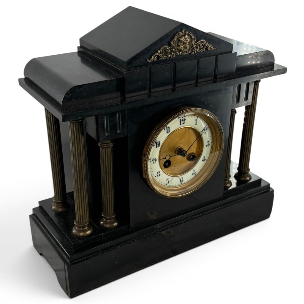 French Black Slate Architectural Clock - 2