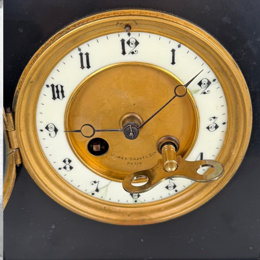French Black Slate Architectural Clock - 4