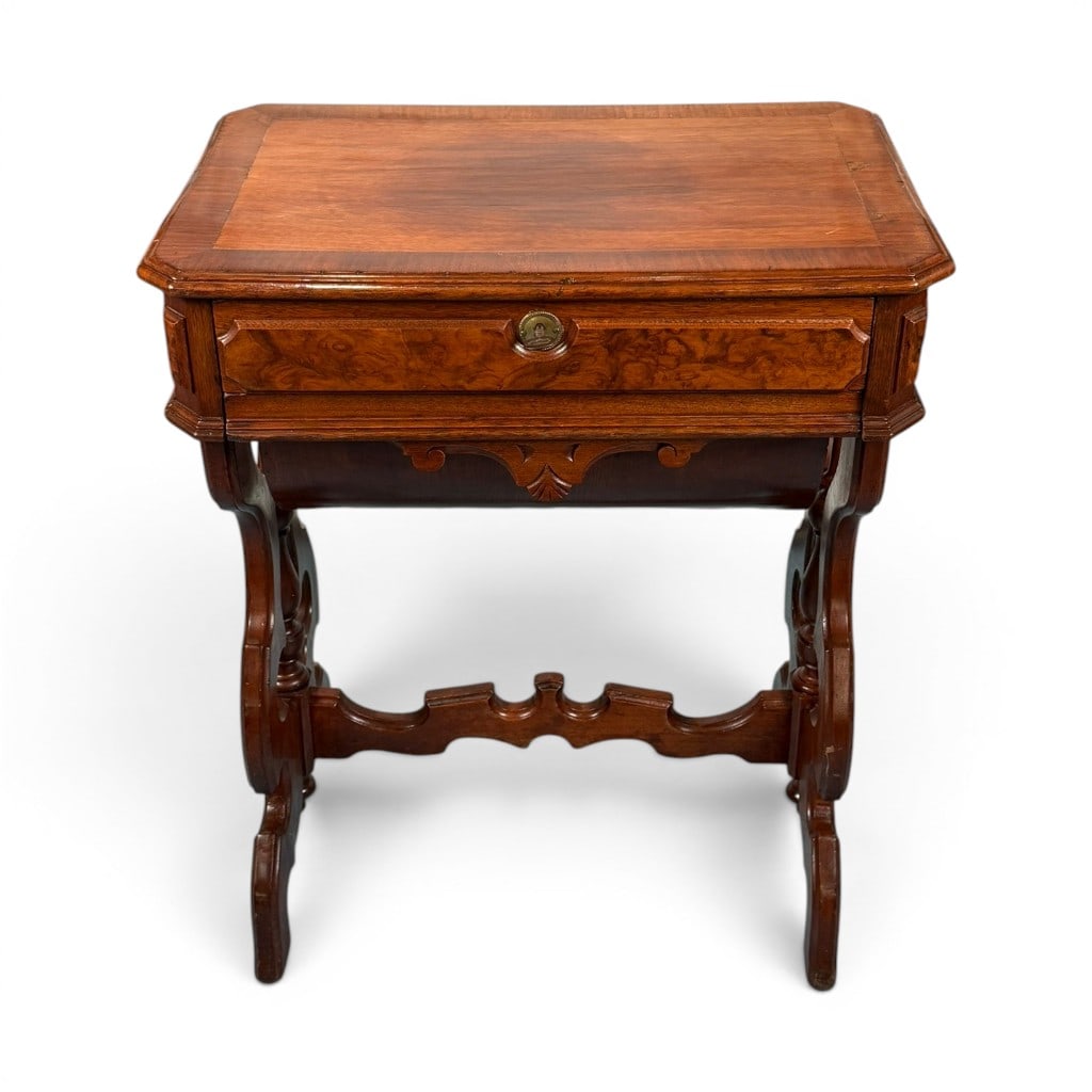 Victorian Walnut Burl Sewing Table - 2