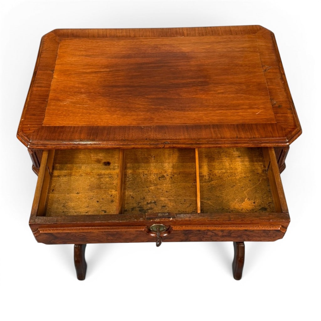 Victorian Walnut Burl Sewing Table - 5