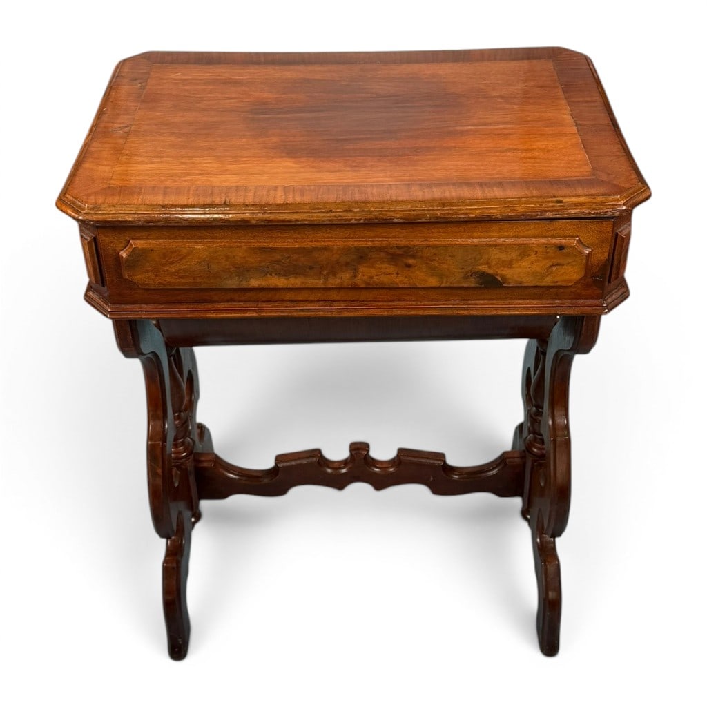 Victorian Walnut Burl Sewing Table - 8